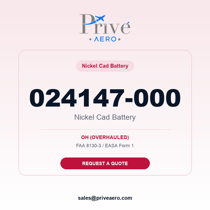 P/N 024147-000 Nickel Cad Battery 024147-000 Nickel Cad Battery – Privé Aero