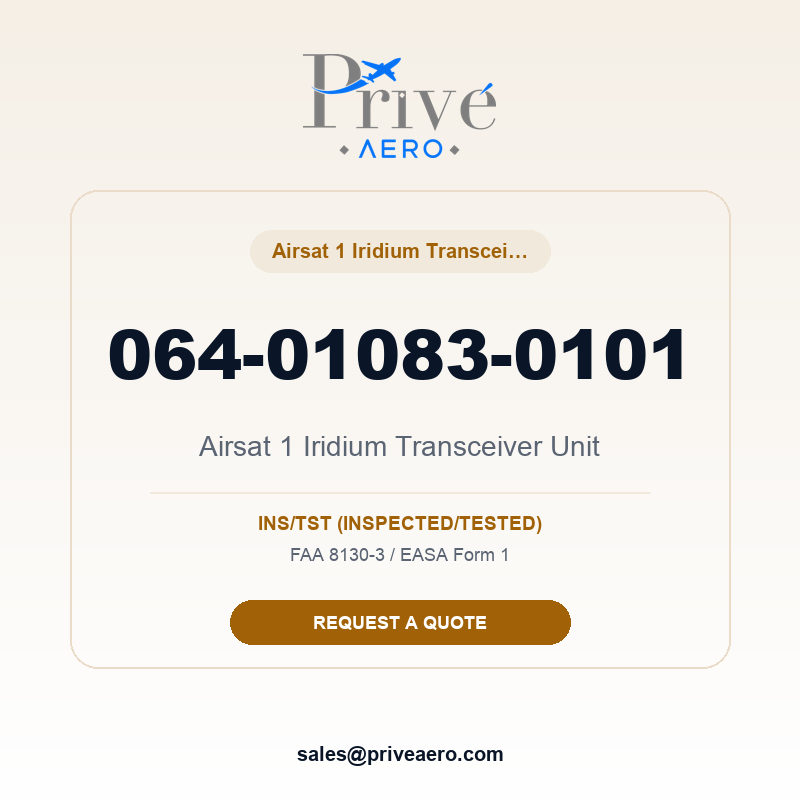 P/N 064-01083-0101 Airsat 1 Iridium Transceiver Unit 064-01083-0101 Airsat 1 Iridium Transceiver Unit – Privé Aero