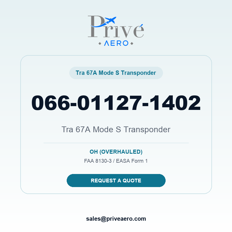 P/N 066-01127-1402 Tra 67a Mode S Transponder 066-01127-1402 Tra 67a Mode S Transponder – Privé Aero