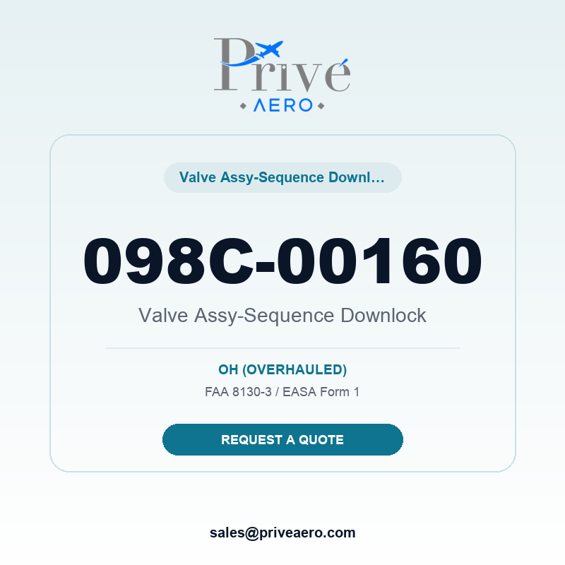 P/N 098C-00160 Valve Assy-sequence Downlock 098C-00160 Valve Assy-sequence Downlock – Privé Aero