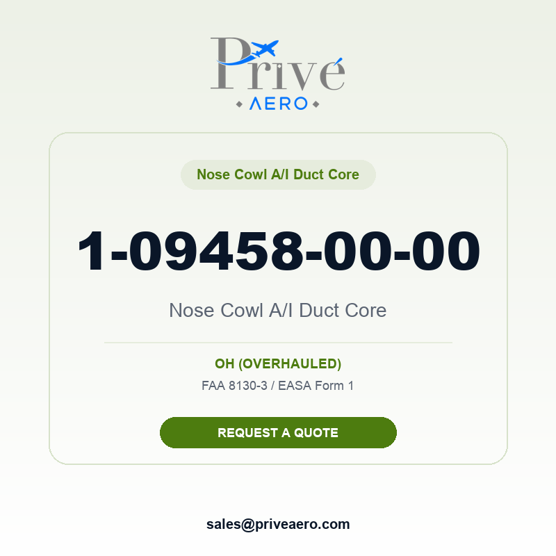 P/N 1-09458-00-00 Nose Cowl A/I Duct Core 1-09458-00-00 Nose Cowl A/I Duct Core – Privé Aero
