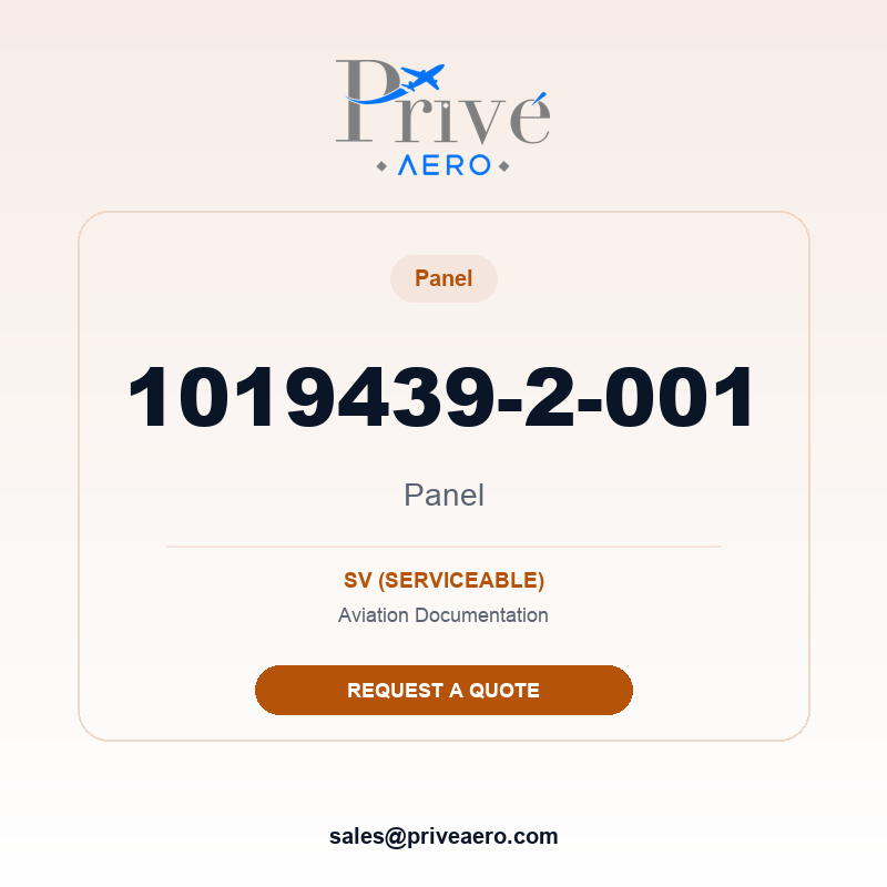 P/N 1019439-2-001 Panel 1019439-2-001 Panel – Privé Aero
