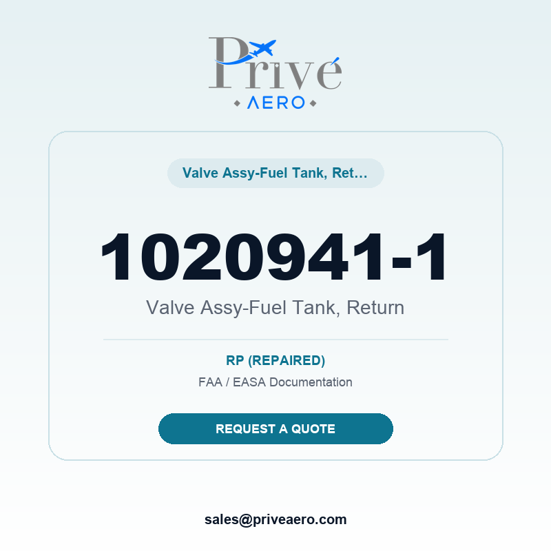 P/N 1020941-1 Valve Assy-Fuel Tank, Return 1020941-1 Valve Assy-Fuel Tank, Return – Privé Aero