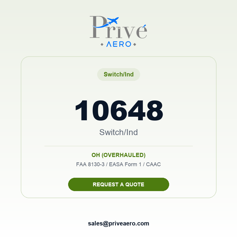 P/N 10648 SWITCH/IND 10648 SWITCH/IND – Privé Aero