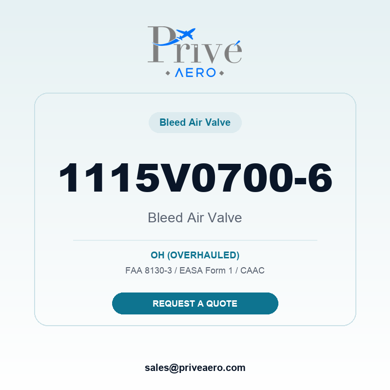 P/N 1115V0700-6 BLEED AIR VALVE 1115V0700-6 BLEED AIR VALVE – Privé Aero