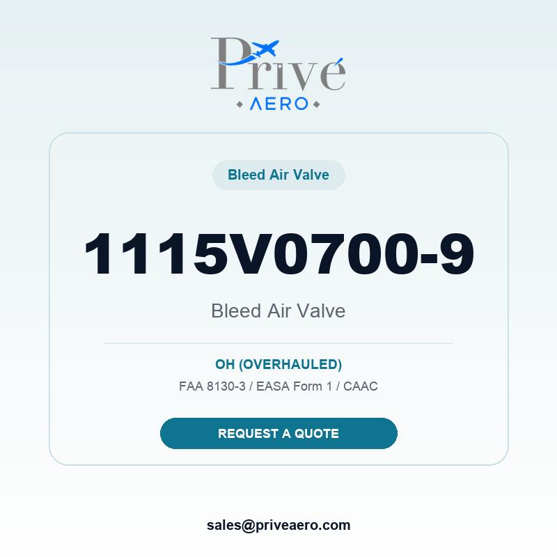 P/N 1115V0700-9 BLEED AIR VALVE 1115V0700-9 BLEED AIR VALVE – Privé Aero