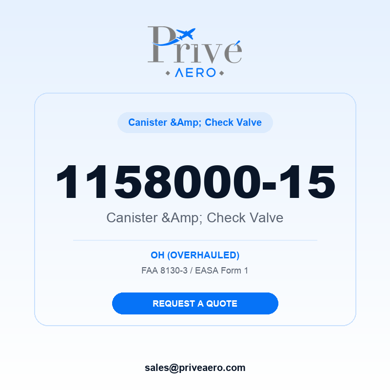 P/N 1158000-15 Canister & Check Valve 1158000-15 Canister & Check Valve – Privé Aero