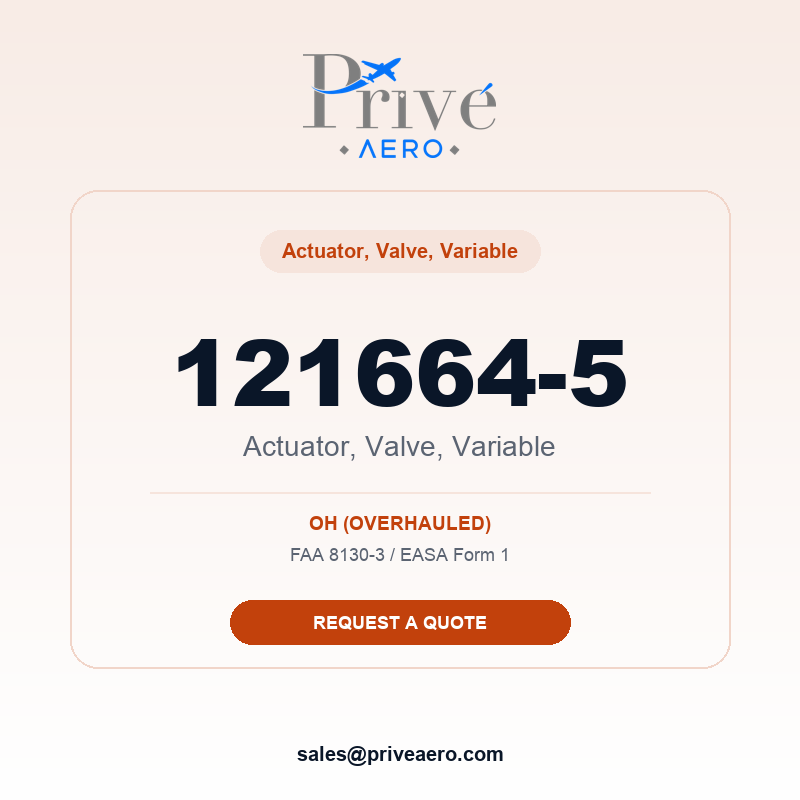 P/N 121664-5 Actuator, Valve, Variable 121664-5 Actuator, Valve, Variable – Privé Aero