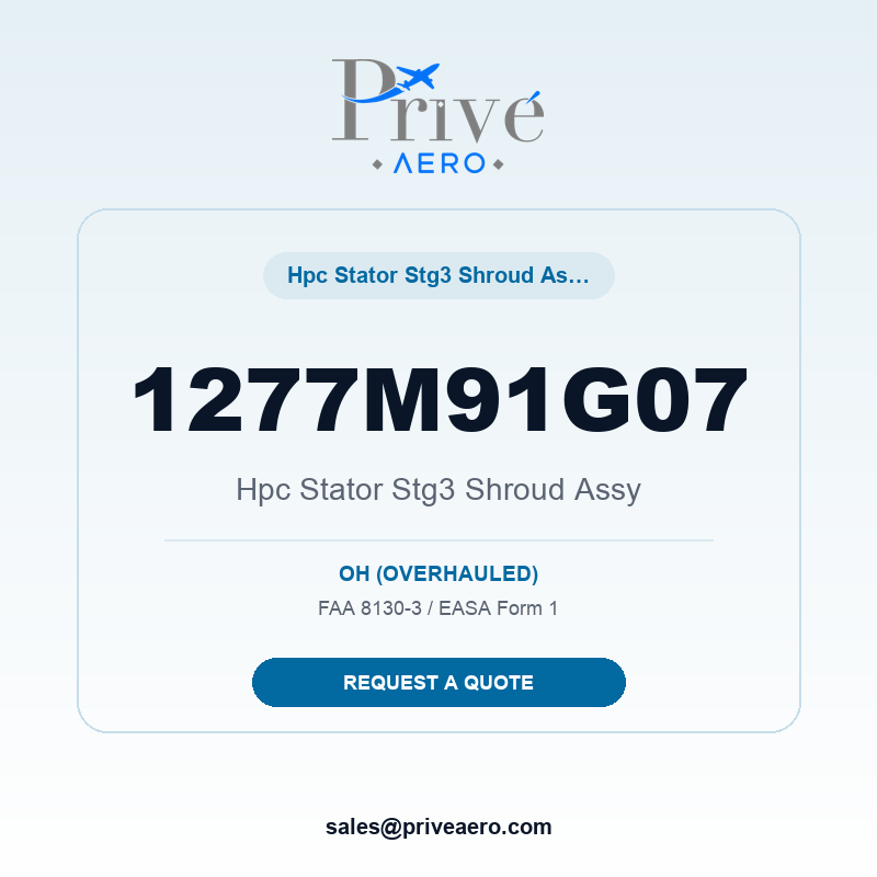 P/N 1277M91G07 Hpc Stator Stg3 Shroud Assy 1277M91G07 Hpc Stator Stg3 Shroud Assy – Privé Aero