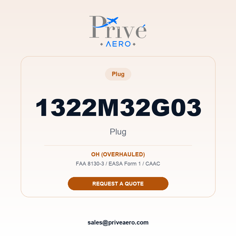 P/N 1322M32G03 PLUG 1322M32G03 PLUG – Privé Aero