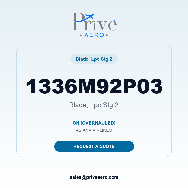 P/N 1336M92P03 BLADE, LPC STG 2 1336M92P03 BLADE, LPC STG 2 – Privé Aero