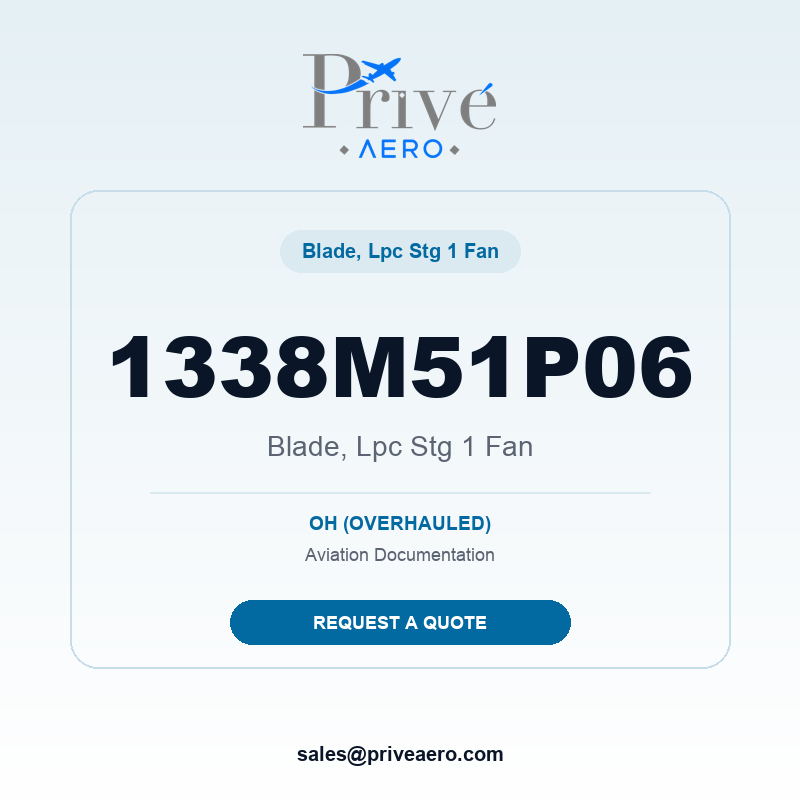 P/N 1338M51P06 Blade, Lpc Stg 1 Fan 1338M51P06 Blade, Lpc Stg 1 Fan – Privé Aero