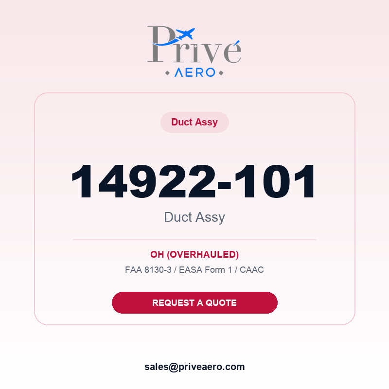 P/N 14922-101 DUCT ASSY 14922-101 DUCT ASSY – Privé Aero