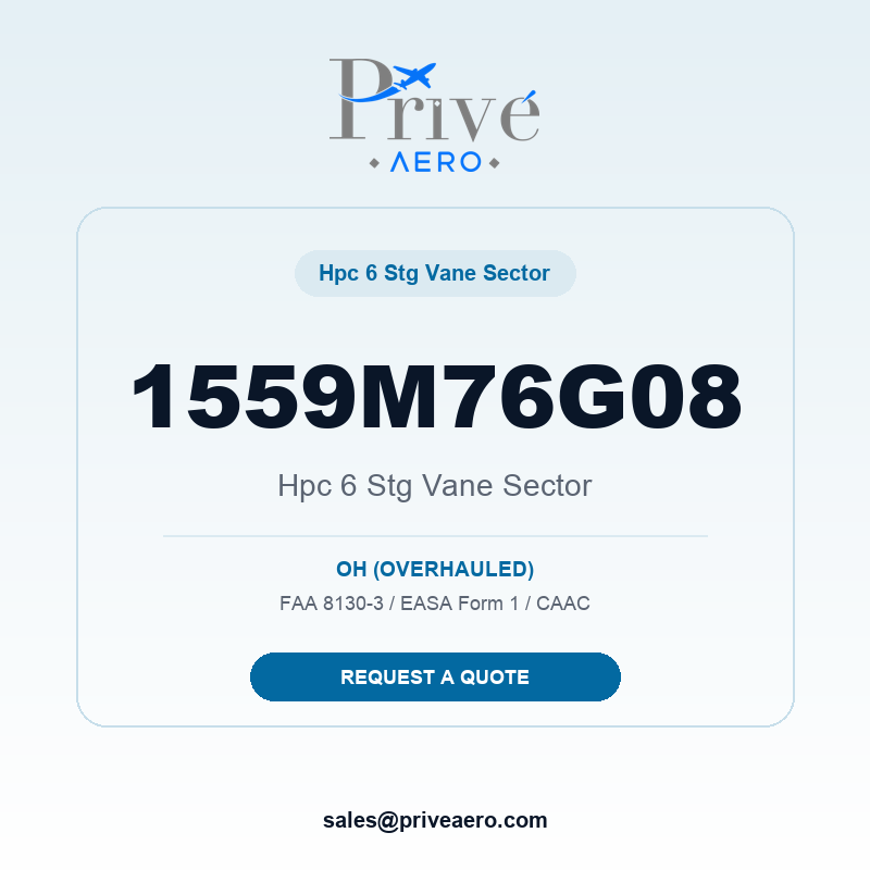 P/N 1559M76G08 HPC 6 STG VANE SECTOR 1559M76G08 HPC 6 STG VANE SECTOR – Privé Aero