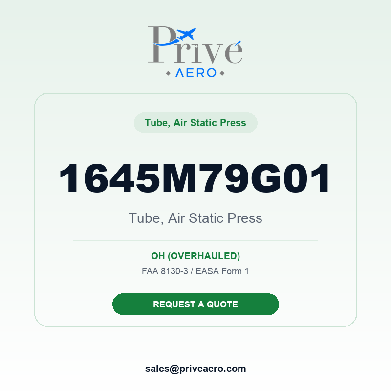 P/N 1645M79G01 Tube, Air Static Press 1645M79G01 Tube, Air Static Press – Privé Aero