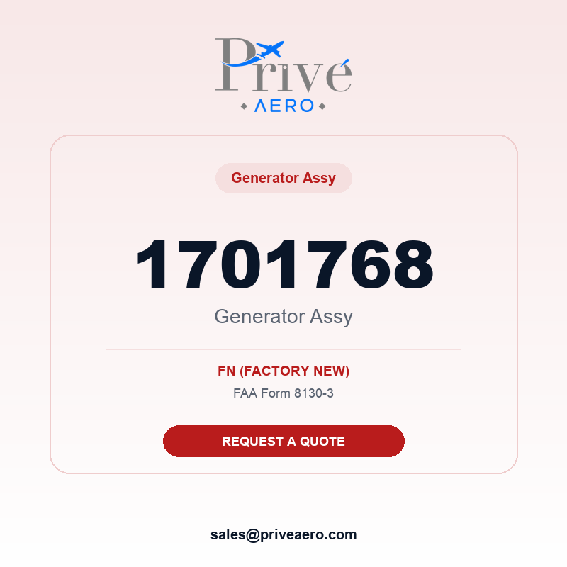 P/N 1701768 Generator Assy 1701768 Generator Assy – Privé Aero
