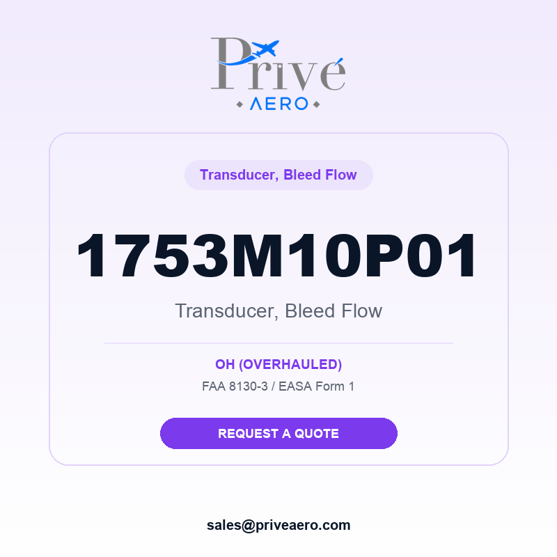 P/N 1753M10P01 Transducer, Bleed Flow 1753M10P01 Transducer, Bleed Flow – Privé Aero