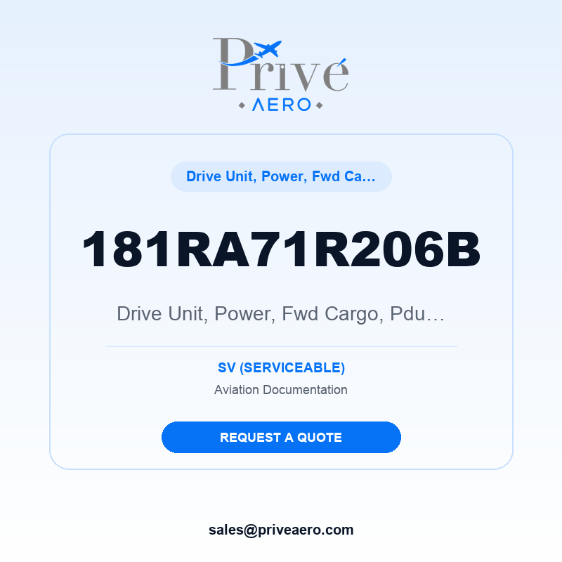 P/N 181RA71R206B Drive Unit, Power, Fwd Cargo, Pdu, V00462 181RA71R206B Drive Unit, Power, Fwd Cargo, Pdu, V00462 – Privé Aero