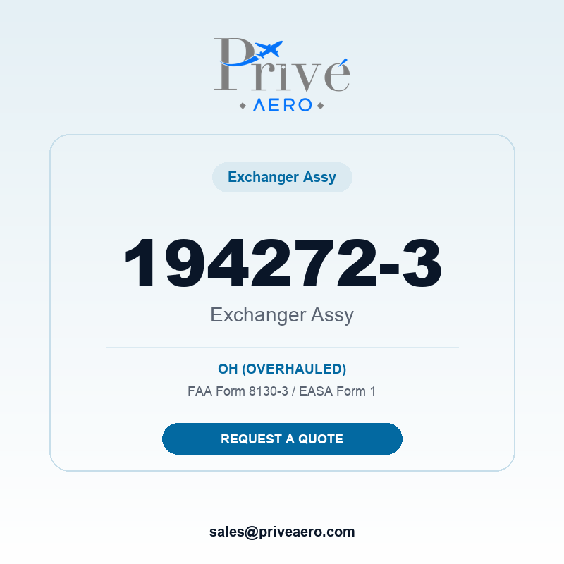 P/N 194272-3 Exchanger Assy 194272-3 Exchanger Assy – Privé Aero