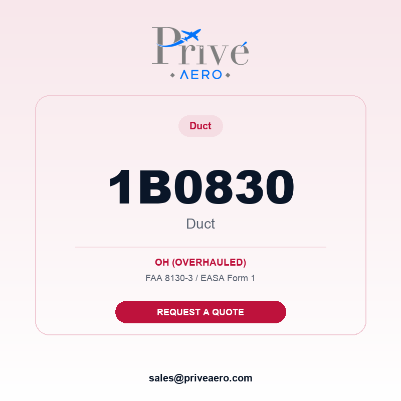 P/N 1B0830 Duct 1B0830 Duct – Privé Aero