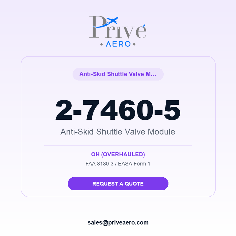 P/N 2-7460-5 Anti-skid Shuttle Valve Module 2-7460-5 Anti-skid Shuttle Valve Module – Privé Aero