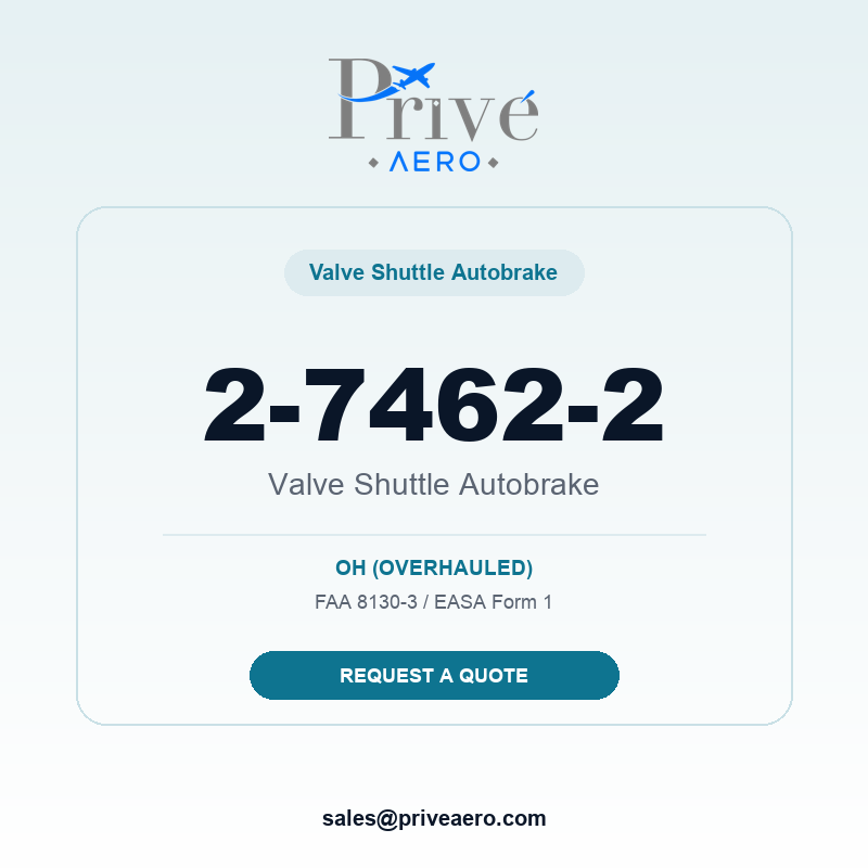 P/N 2-7462-2 Valve Shuttle Autobrake 2-7462-2 Valve Shuttle Autobrake – Privé Aero
