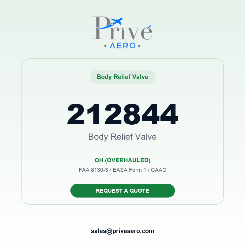 P/N 212844 BODY RELIEF VALVE 212844 BODY RELIEF VALVE – Privé Aero