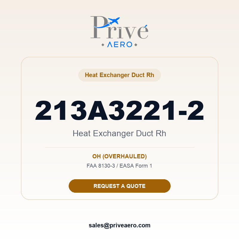P/N 213A3221-2 Heat Exchanger Duct RH 213A3221-2 Heat Exchanger Duct RH – Privé Aero