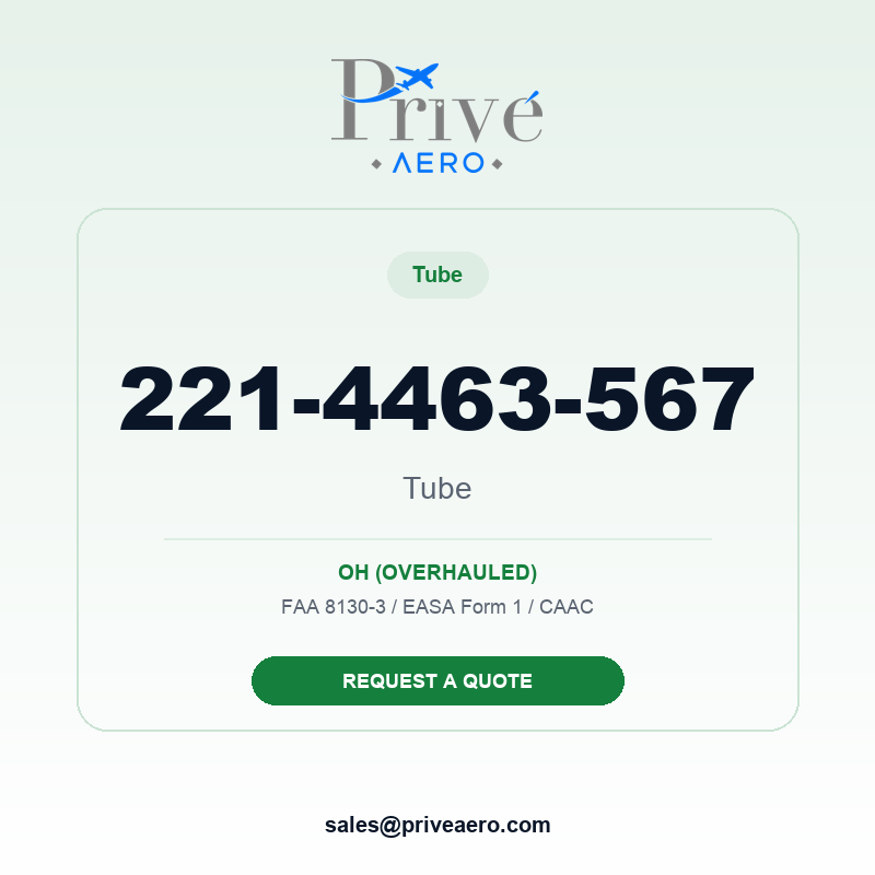 P/N 221-4463-567 TUBE 221-4463-567 TUBE – Privé Aero