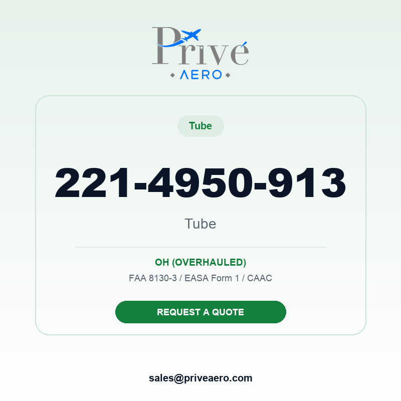P/N 221-4950-913 TUBE 221-4950-913 TUBE – Privé Aero
