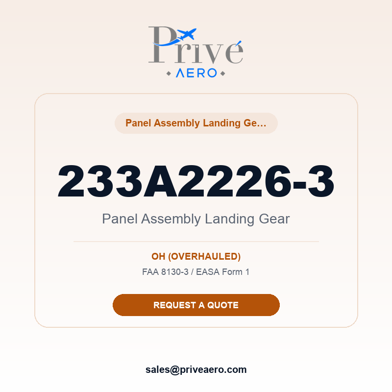 P/N 233A2226-3 Panel Assembly Landing Gear 233A2226-3 Panel Assembly Landing Gear – Privé Aero