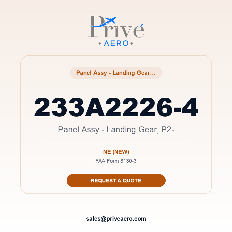 P/N 233A2226-4 Panel Assy - Landing Gear, P2- 233A2226-4 Panel Assy - Landing Gear, P2- – Privé Aero
