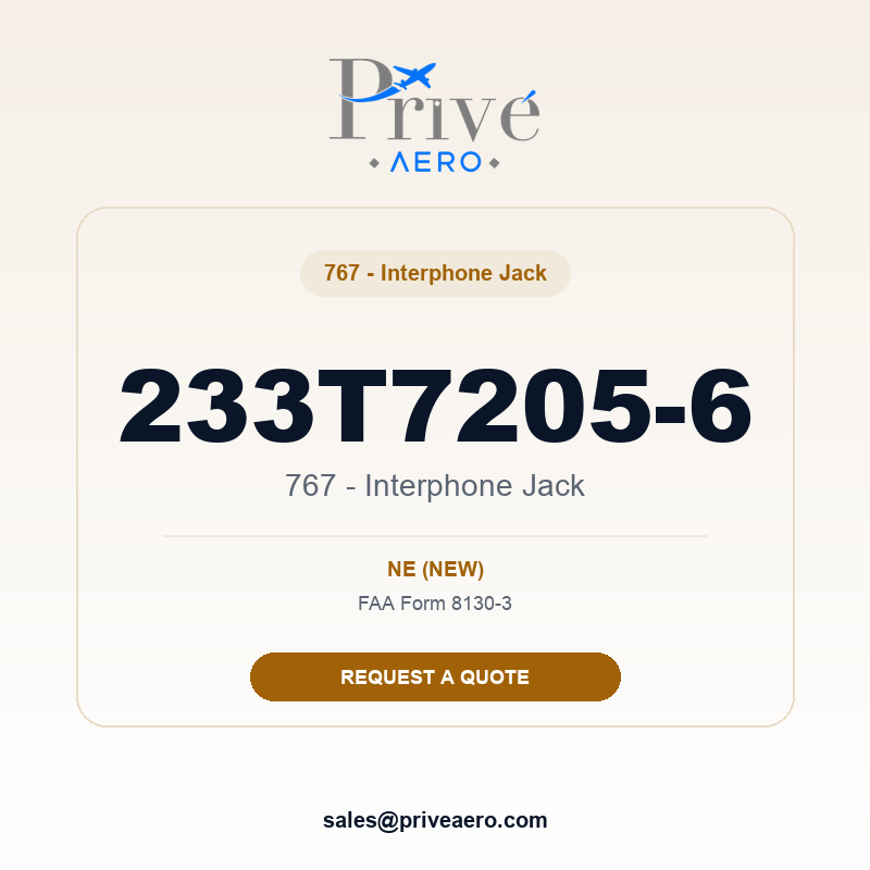 P/N 233T7205-6 767 - Interphone Jack 233T7205-6 767 - Interphone Jack – Privé Aero