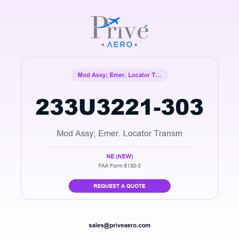 P/N 233U3221-303 Mod Assy; Emer. Locator Transm 233U3221-303 Mod Assy; Emer. Locator Transm – Privé Aero