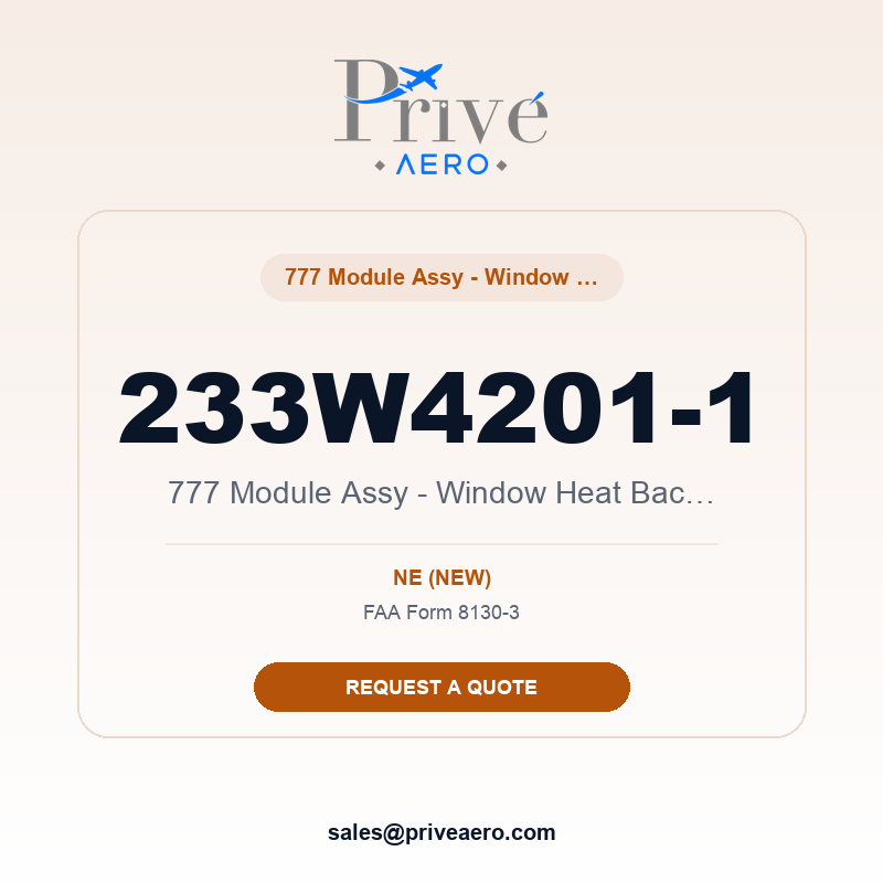 P/N 233W4201-1 777 Module Assy - Window Heat Backup 233W4201-1 777 Module Assy - Window Heat Backup – Privé Aero