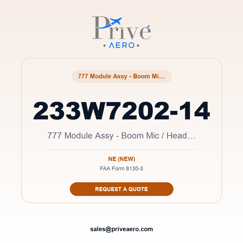 P/N 233W7202-14 777 Module Assy - Boom Mic / Headphone 233W7202-14 777 Module Assy - Boom Mic / Headphone – Privé Aero