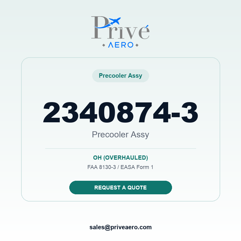 P/N 2340874-3 Precooler ASSY 2340874-3 Precooler ASSY – Privé Aero
