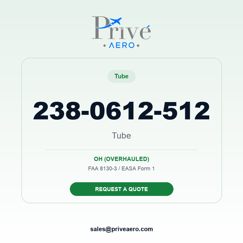 P/N 238-0612-512 Tube 238-0612-512 Tube – Privé Aero