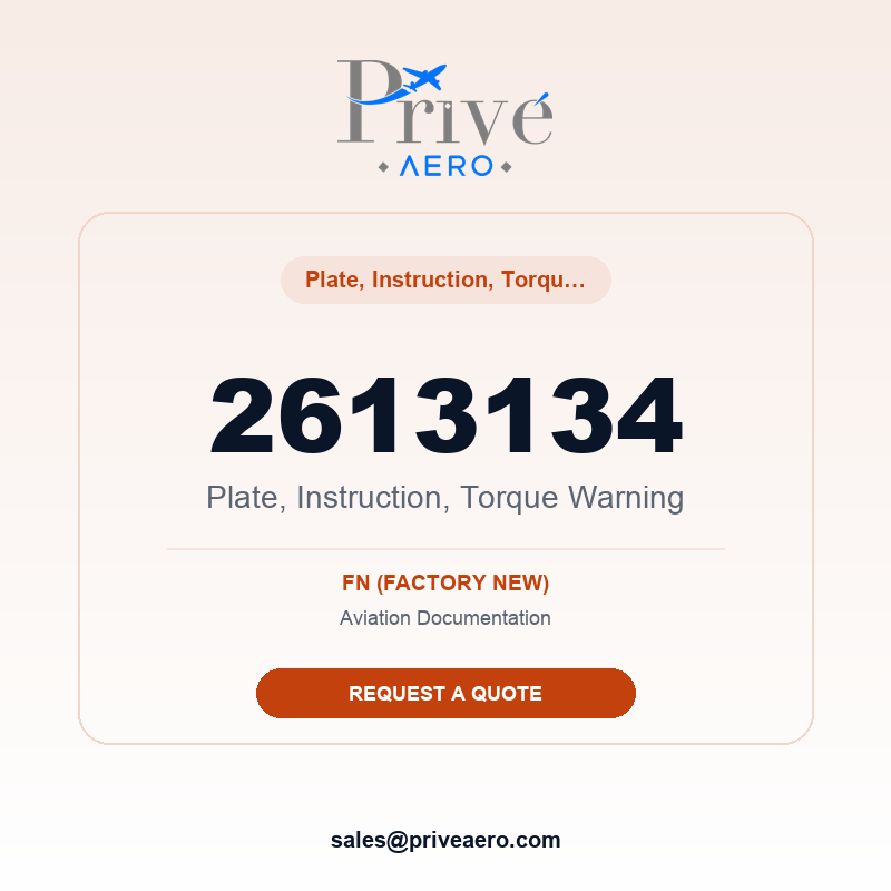 P/N 2613134 Plate, Instruction, Torque Warning 2613134 Plate, Instruction, Torque Warning – Privé Aero