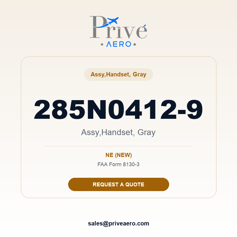 P/N 285N0412-9 Assy,Handset, Gray 285N0412-9 Assy,Handset, Gray – Privé Aero