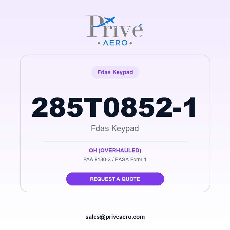 P/N 285T0852-1 Fdas Keypad 285T0852-1 Fdas Keypad – Privé Aero