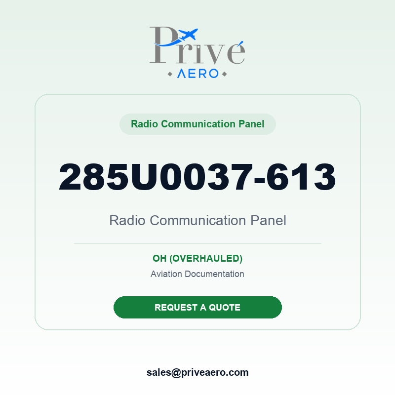 P/N 285U0037-613 Radio Communication Panel 285U0037-613 Radio Communication Panel – Privé Aero