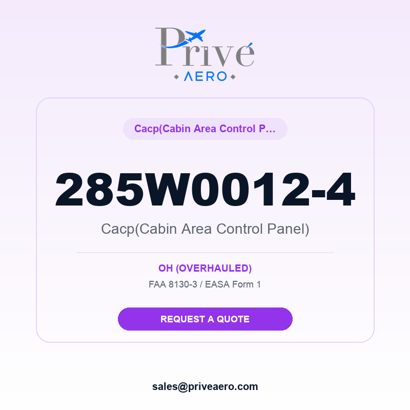 P/N 285W0012-4 Cacp(cabin Area Control Panel) 285W0012-4 Cacp(cabin Area Control Panel) – Privé Aero
