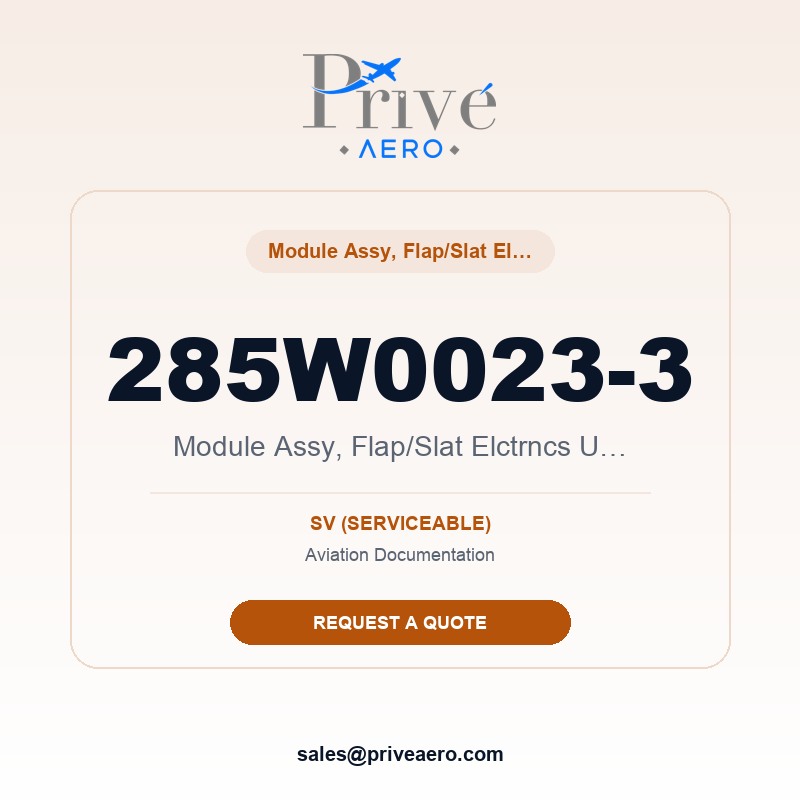 P/N 285W0023-3 Module Assy, Flap/Slat Elctrncs Unit, Fseu, V89954 285W0023-3 Module Assy, Flap/Slat Elctrncs Unit, Fseu, V89954 – Privé Aero