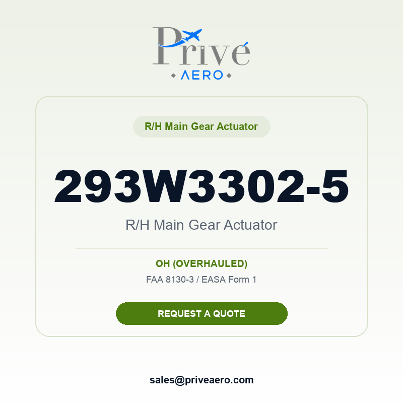 P/N 293W3302-5 R/h Main Gear Actuator 293W3302-5 R/h Main Gear Actuator – Privé Aero