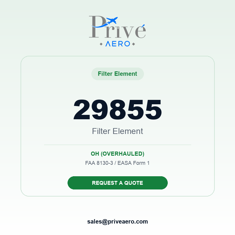 P/N 29855 Filter Element 29855 Filter Element – Privé Aero