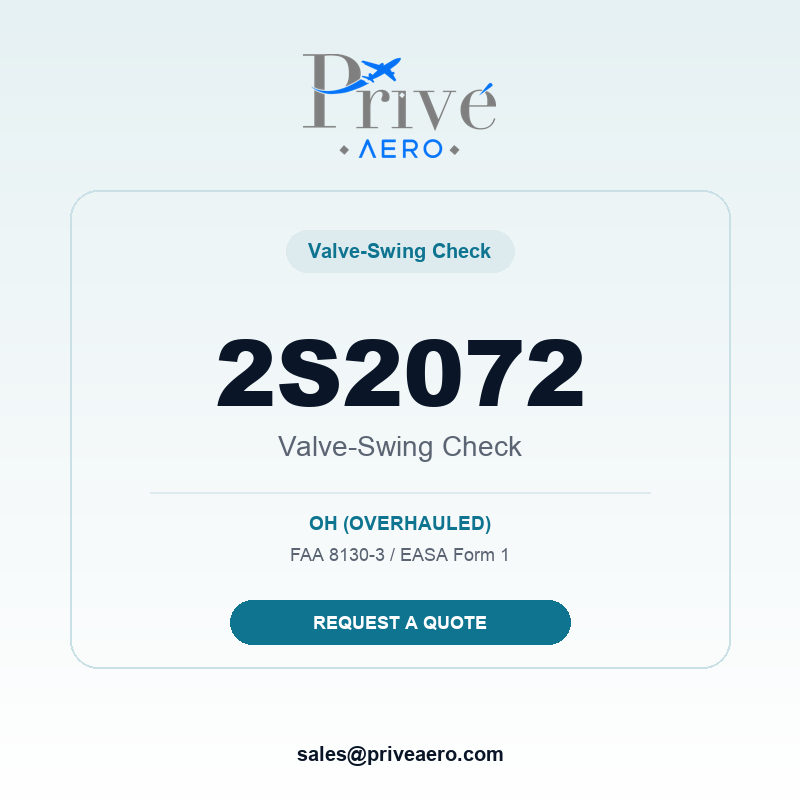 P/N 2S2072 Valve-swing Check 2S2072 Valve-swing Check – Privé Aero