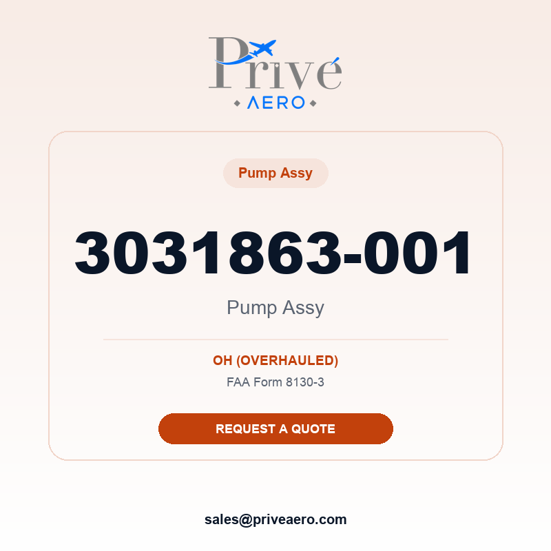 P/N 3031863-001 Pump Assy 3031863-001 Pump Assy – Privé Aero