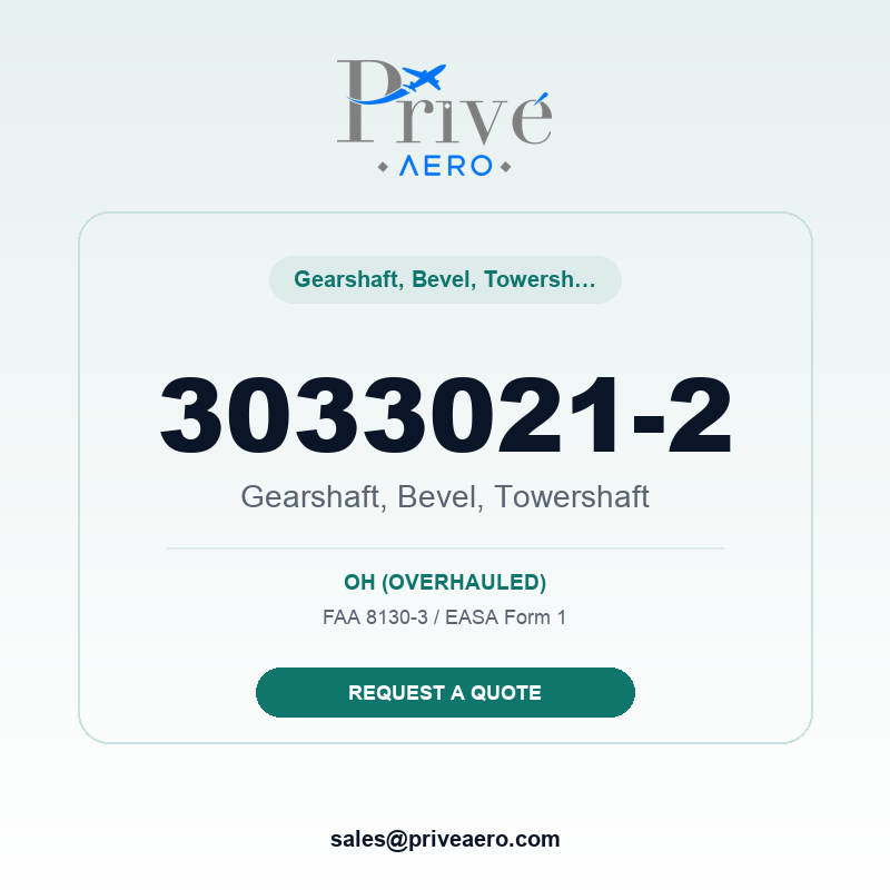P/N 3033021-2 Gearshaft, Bevel, Towershaft 3033021-2 Gearshaft, Bevel, Towershaft – Privé Aero