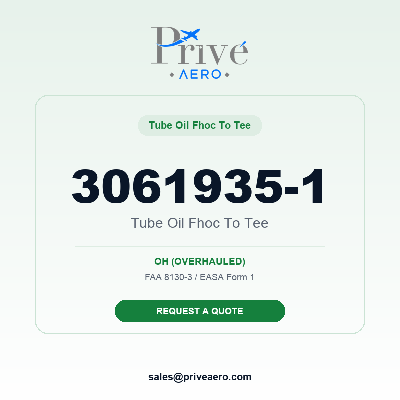 P/N 3061935-1 Tube Oil Fhoc to Tee 3061935-1 Tube Oil Fhoc to Tee – Privé Aero